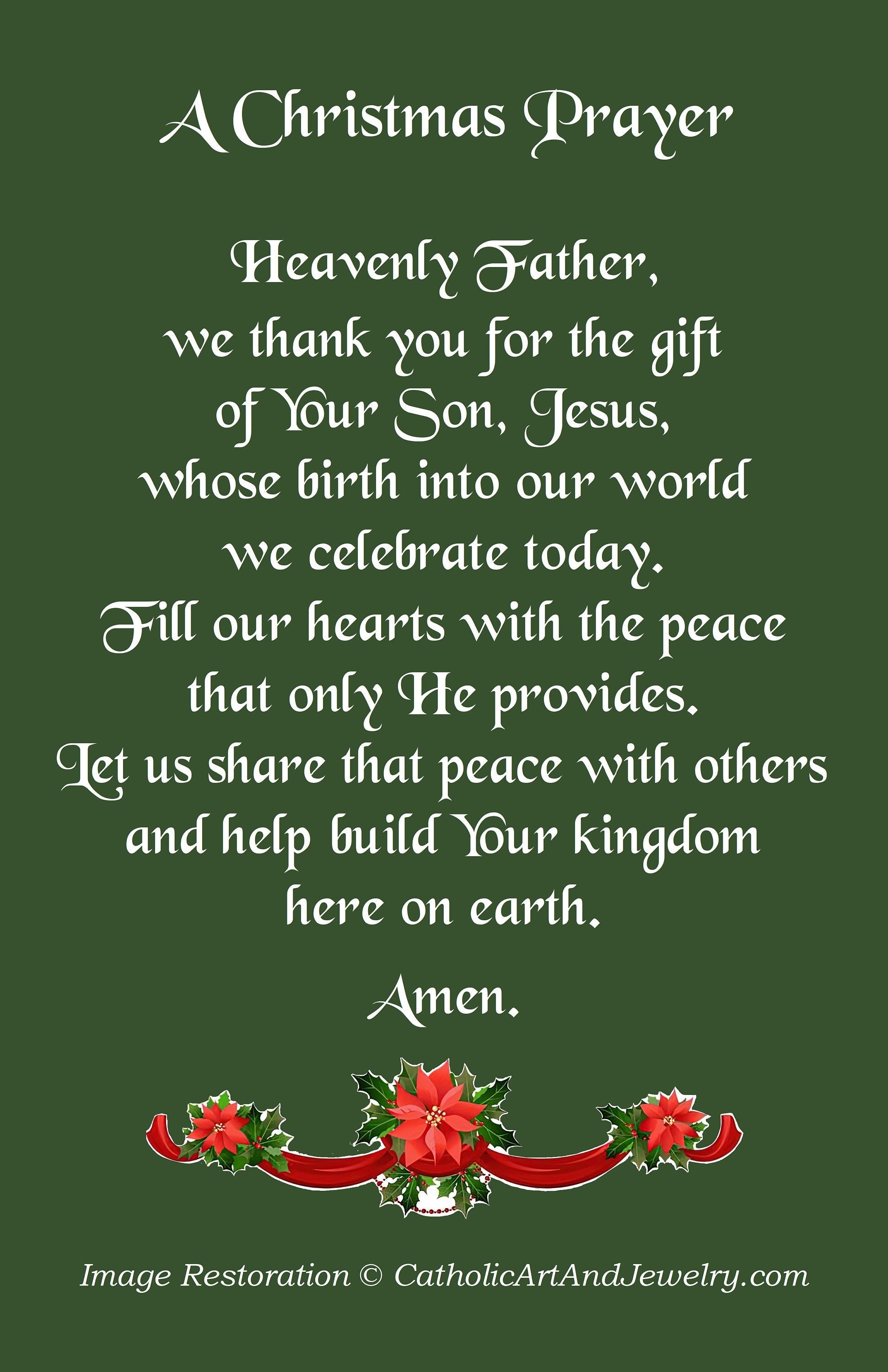 Christmas Prayer Card – pack of 10/100/1000 – Stocking Stuffer – Keeping Christ in Christmas! – Restored Vintage Holy Card - Catholic Art and Jewelry
