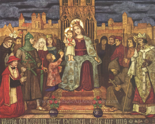 New! Mary, Queen of All Saints, Pray for Us! – Matthäus Schiestl – Catholic Art Print – Catholic Gift Archival – Quality