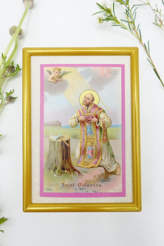 New! Saint Valentine – Framed Holy Card – Catholic Keepsake