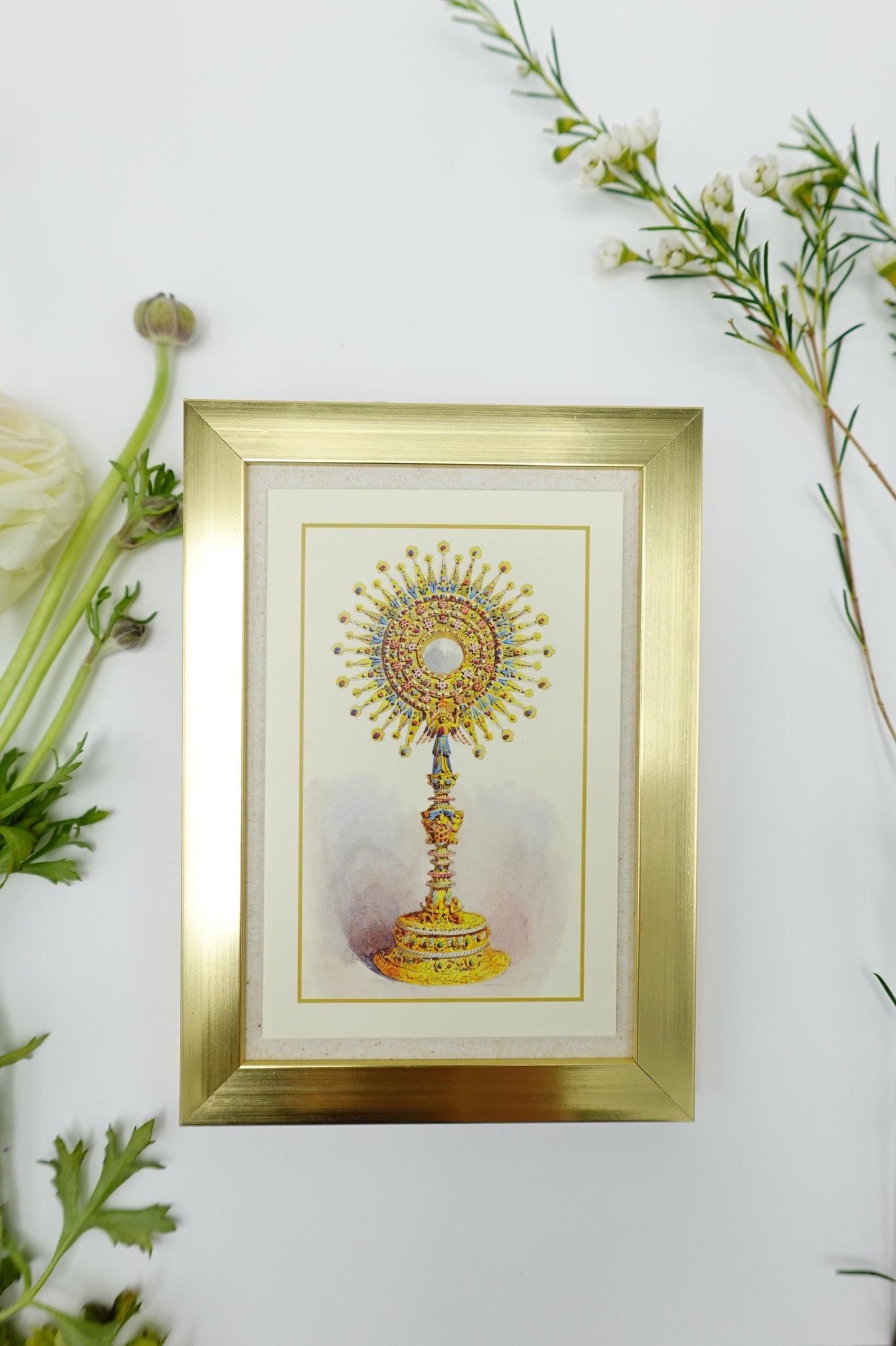 New! Monstrance – Eucharistic Art – Framed Miniature – Catholic Keepsake