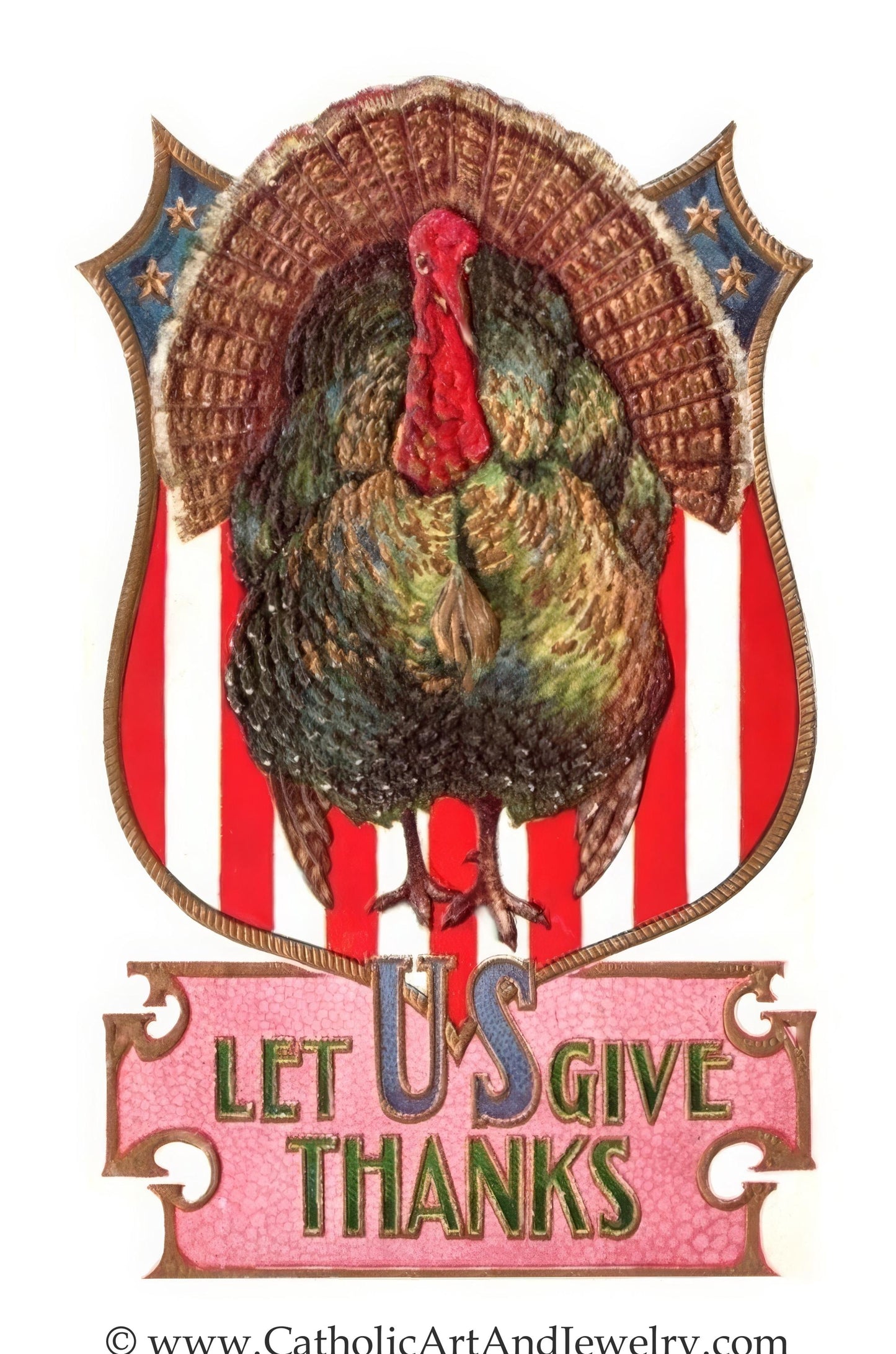 New! Thanksgiving Holy Card – Let US Give Thanks – Vintage Card  – pack of 10/100/1000