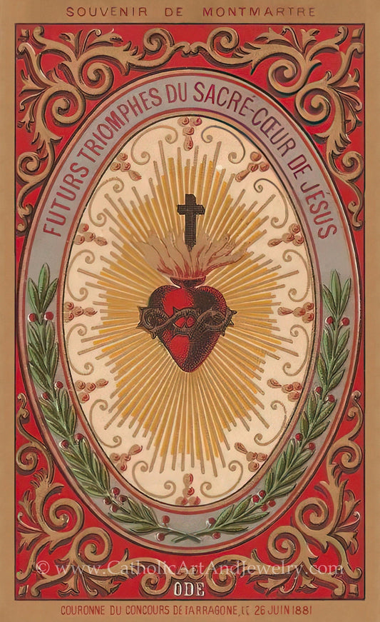 Future Triumphs of the Sacred Heart – based on a Vintage French Holy Card – Catholic Art Print