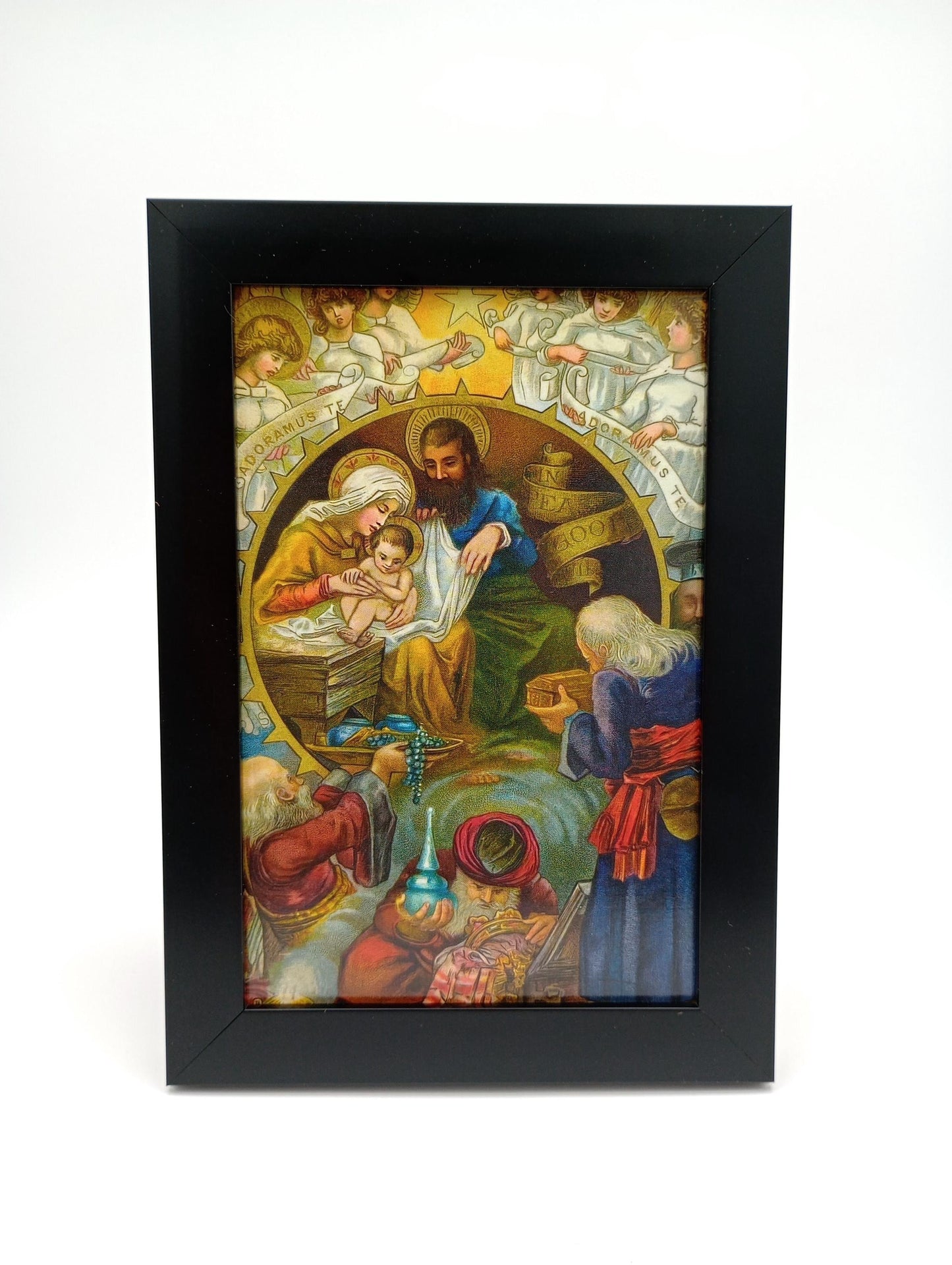 New!  Holy Family & Three Wise Men – Christmas Postcard with Envelopes Available – 3, 10, or 100 – Restored Vintage Religious Postcard