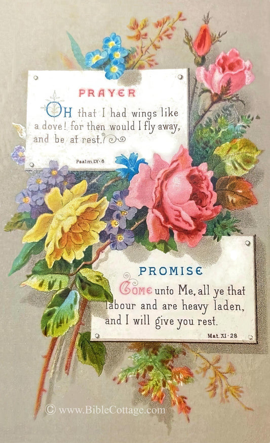 New! Come Unto Me – Matthew 11:28, Psalm 55|6 – Vintage Bible Art – Inspiring and Encouraging