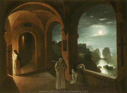 New! Carthusian Nuns in a Convent on Capri – Franz Ludwig Catel – Beautiful Catholic Art – Catholic Gift