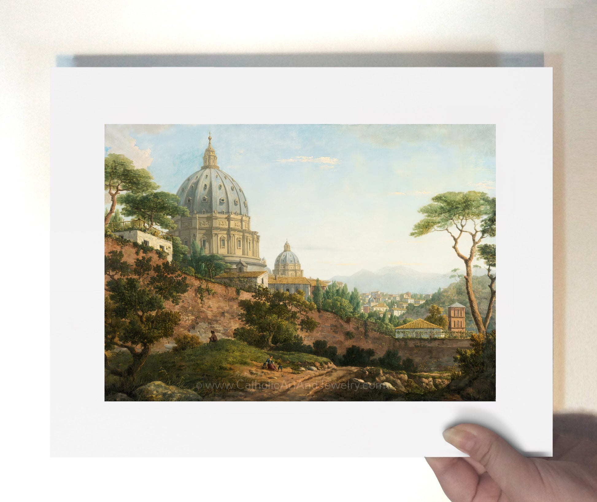 a picture of a painting of a city on a hill