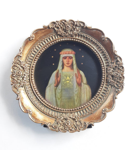 New! Immaculate Heart of Mary by Fritz Kunz – Framed – 4.25x4.25"