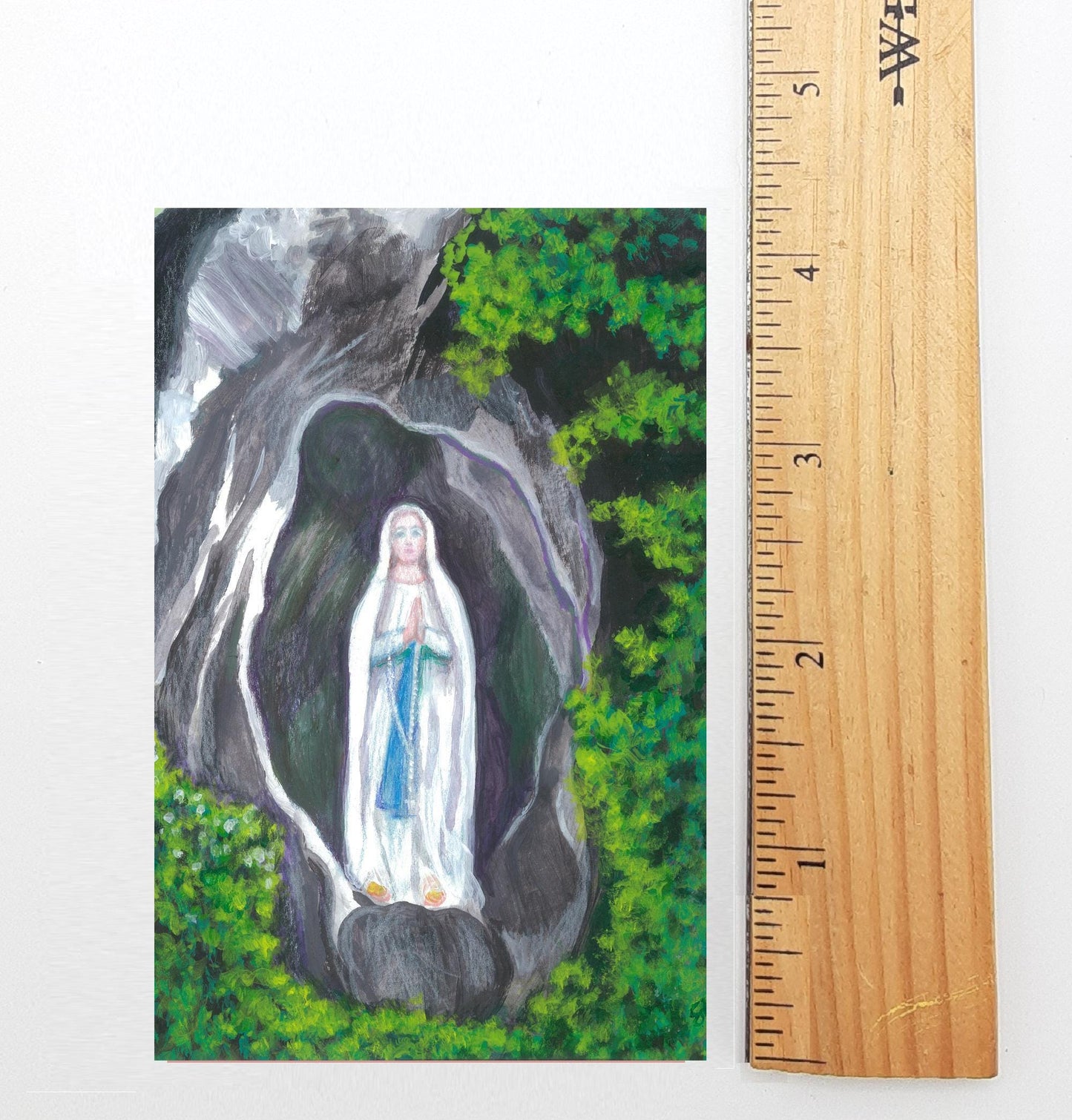 New! Our Lady of Lourdes Holy Cards – by Sue Kouma Johnson – pack of 10/100/1000