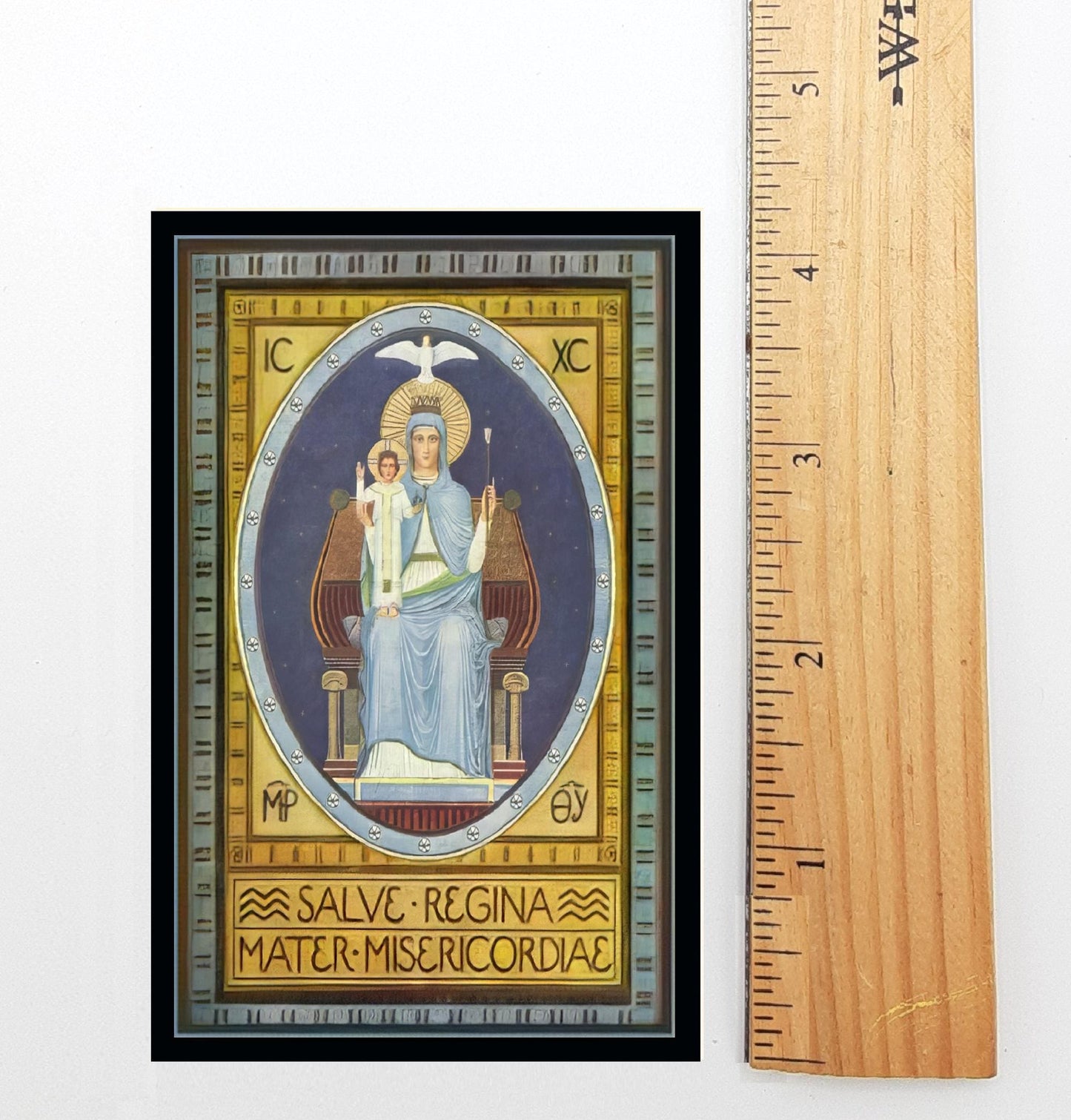 New! Salve Regina  (Hail Holy Queen) – Restored Holy Card from Benedictine Abbey, Beuron Germany – Latin Prayer – pack of 10/100/1000