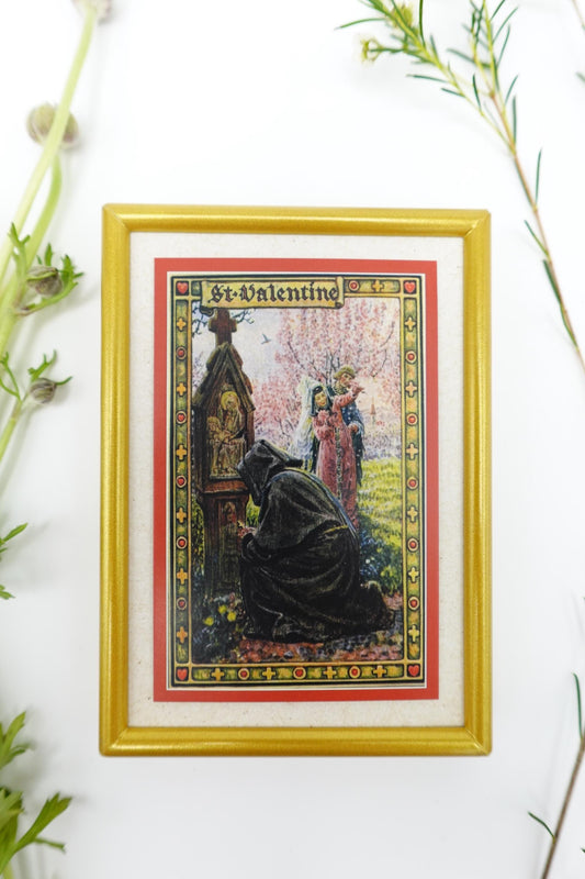 New! Saint Valentine – Vintage Illustration – Framed Holy Card – Catholic Keepsake