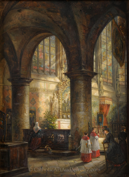 New! Church Interior – In the Choir of Aachen Cathedral – by Franz Stegmann – Beautiful Catholic Art – Archival Quality