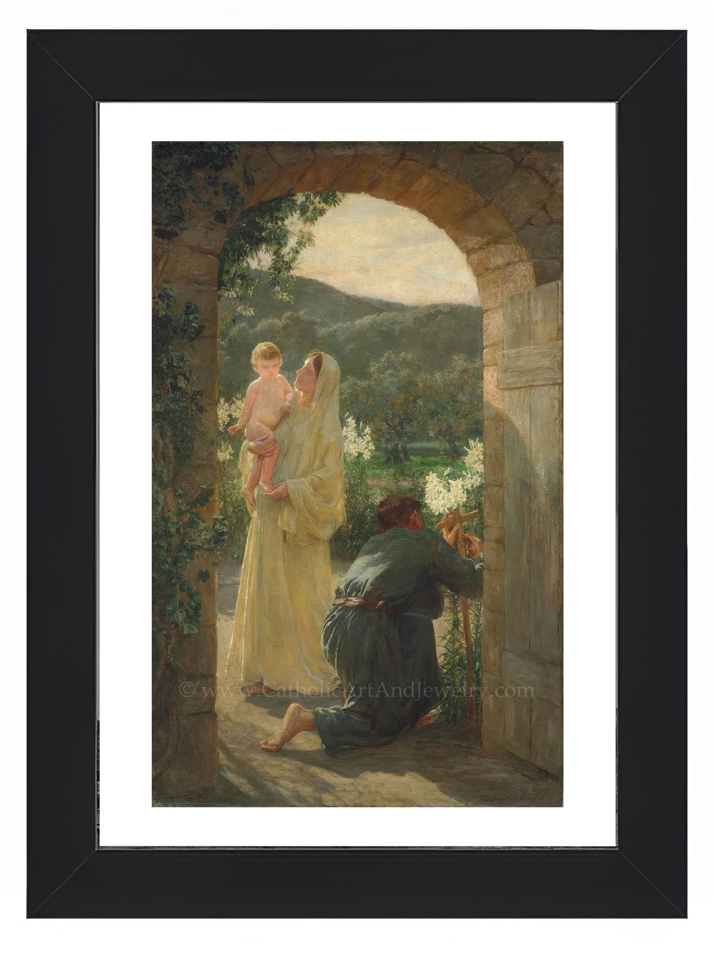 a painting of a woman in a yellow dress standing next to a man