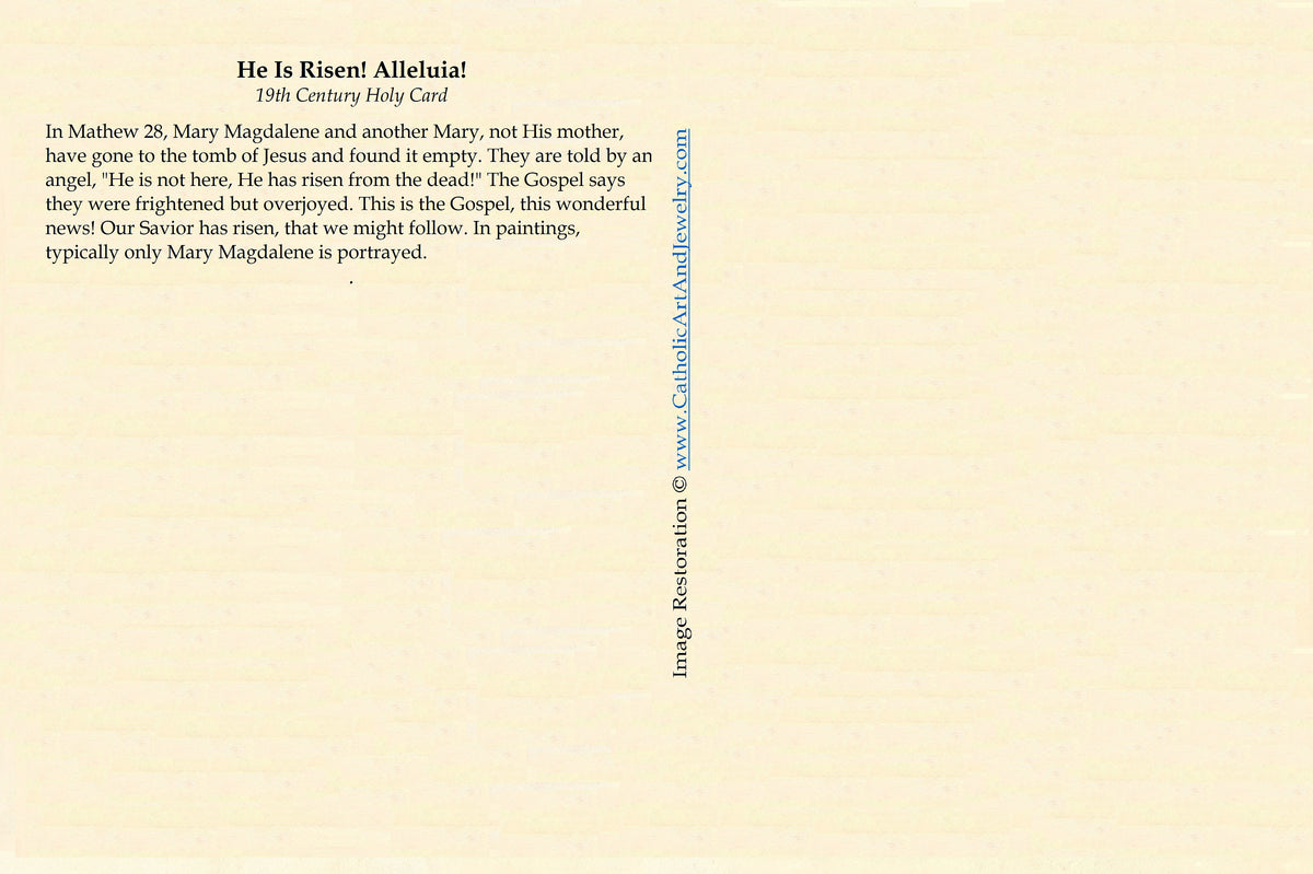 He is Risen! Alleluia! Easter Resurrection– based on a Vintage Holy Card Postcards 4x6 – pack of 3, 10, 100 #031