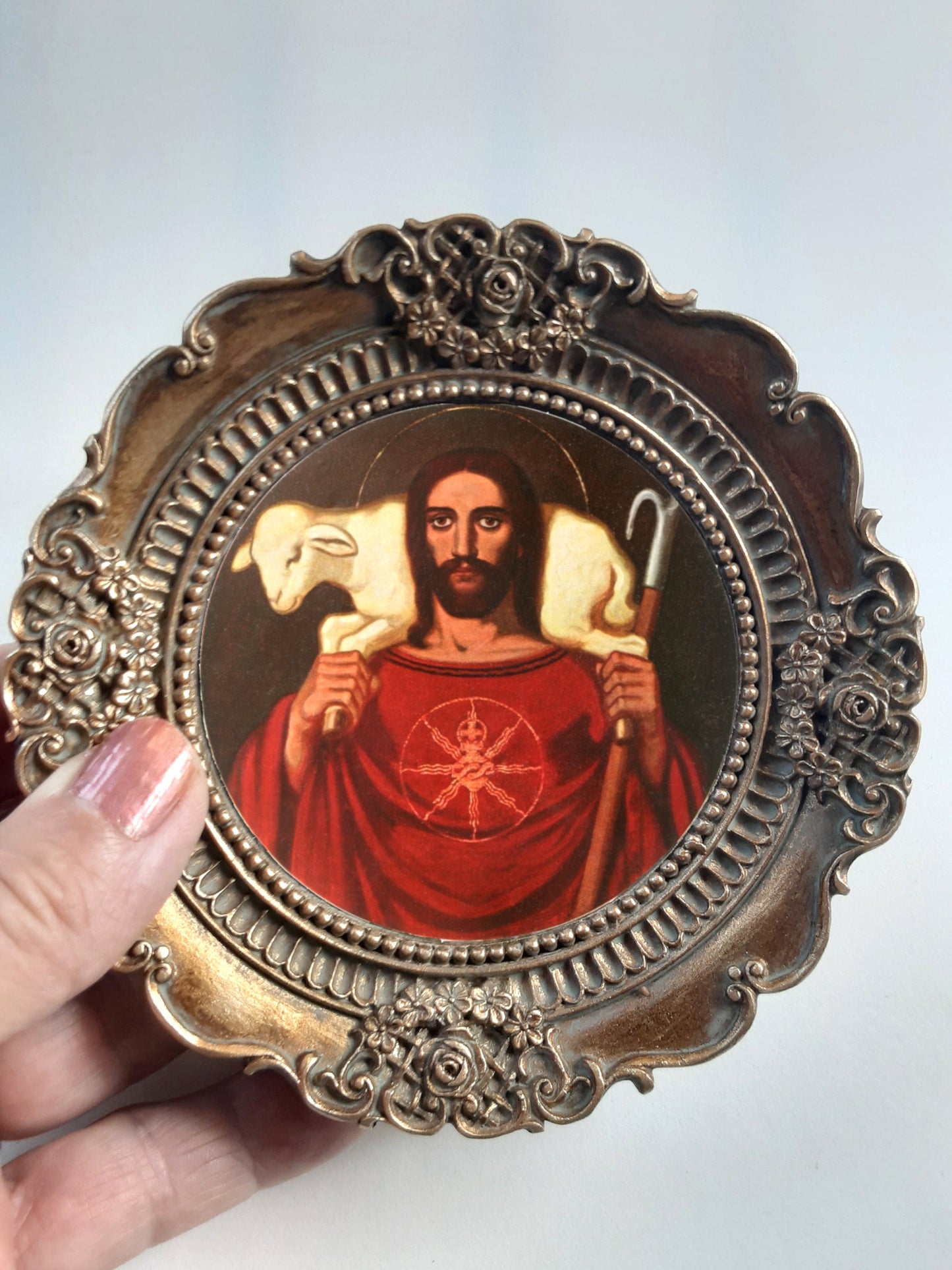 Sacred Heart of Jesus by Fritz Kunz – Framed – 4.25x4.25"