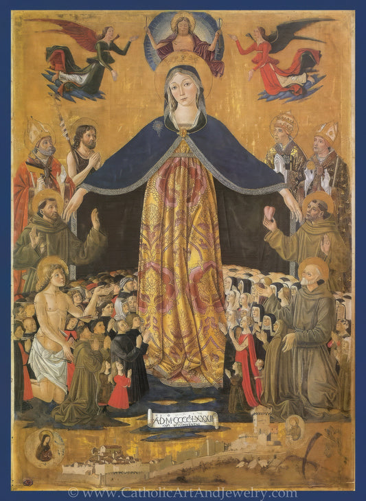 Mother of Mercy – Madonna della Misericordia – by Bartolomeo Caporali– Traditional Catholic Art Print – Archival Quality