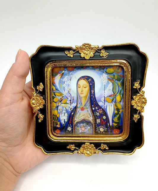 The Virgin by Joseph Stellaz – 4" – "Adorable-Sized" for Nook or Table – Choice of Frames