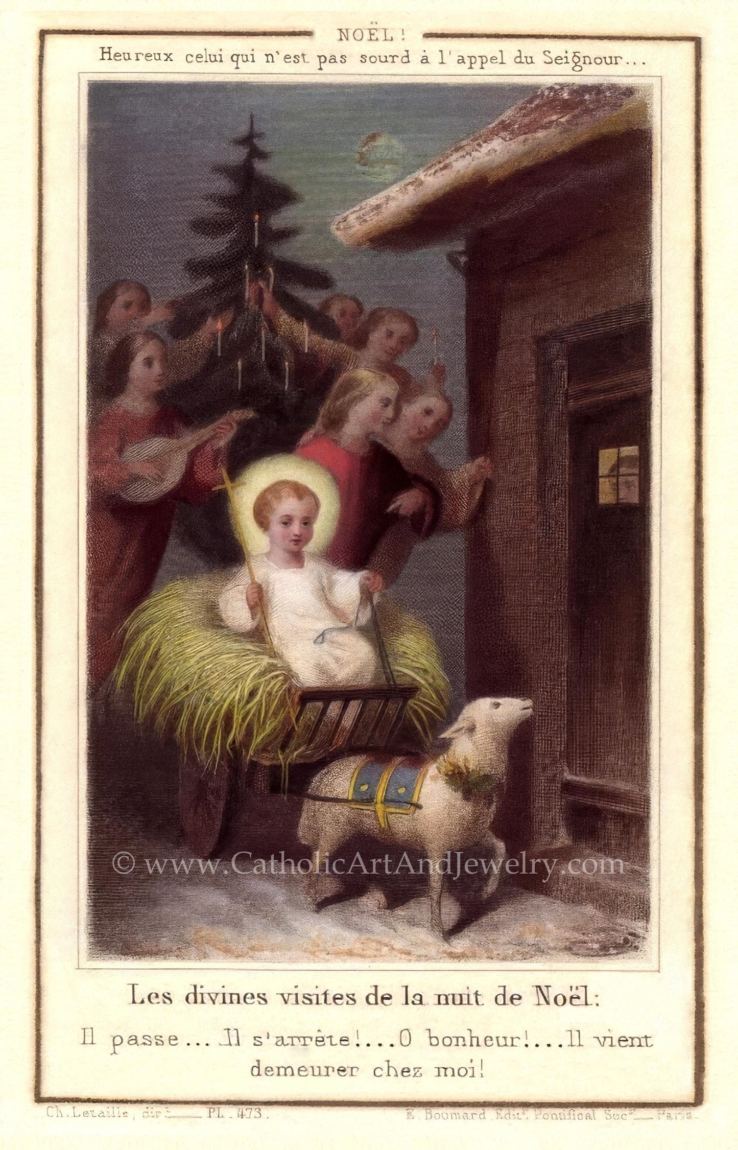 Christmas Holy Cards #3 – A St. Therese Favorite – Restored Holy Card from France – pack of 10/100/1000
