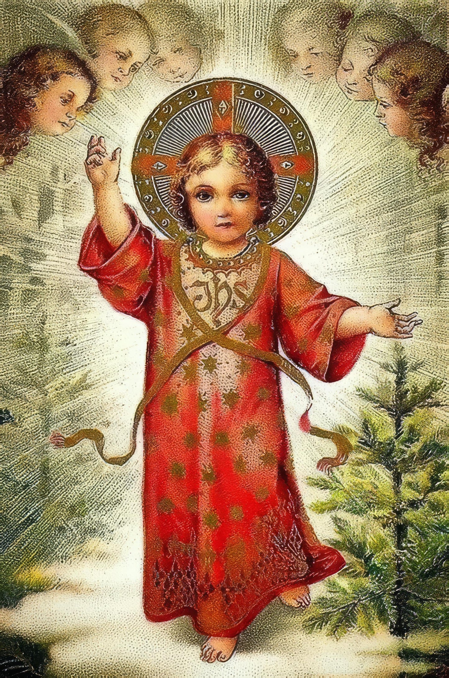Christmas Prayer Card #5 – Jesus Red Robe – pack of 10/100/1000 – Stocking Stuffer – Keeping Christ in Christmas!–Restored Vintage Card