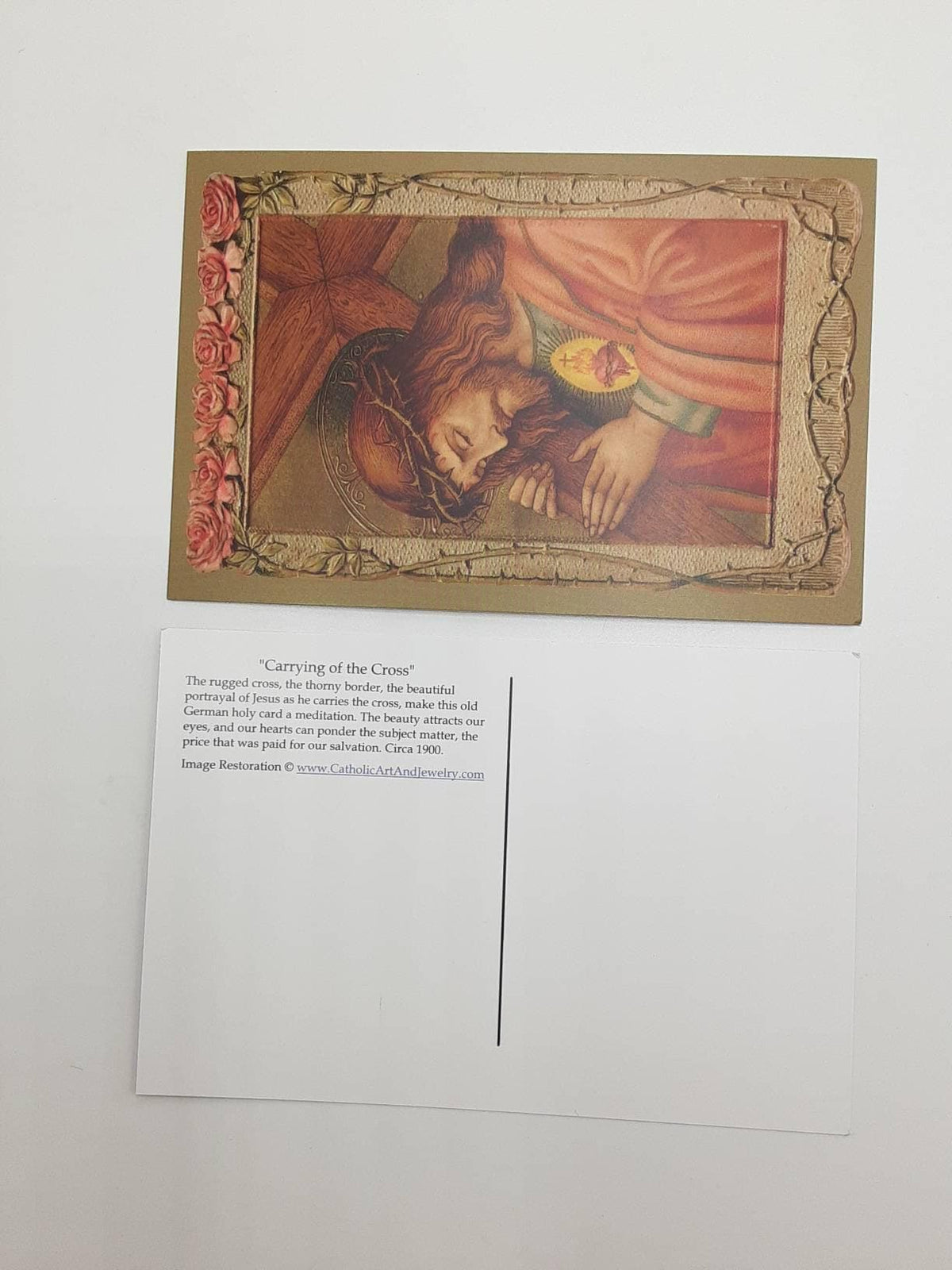 Carrying of the Cross – based on a Vintage Holy Card – Victorian Catholic Art - Postcards 4x6 – pack of 3, 10, 100 #035