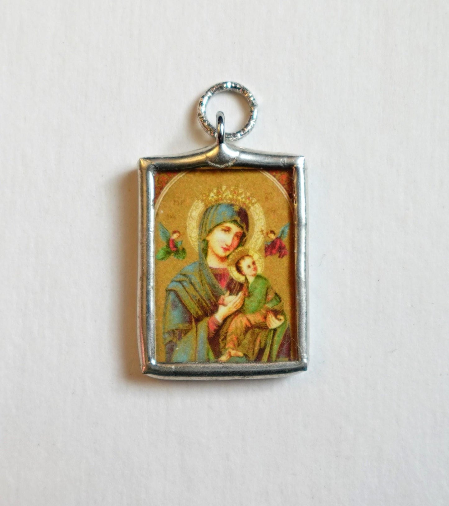 New! Our Lady of Perpetual Help Medal – Handmade Soldered Charm – Catholic Pendant