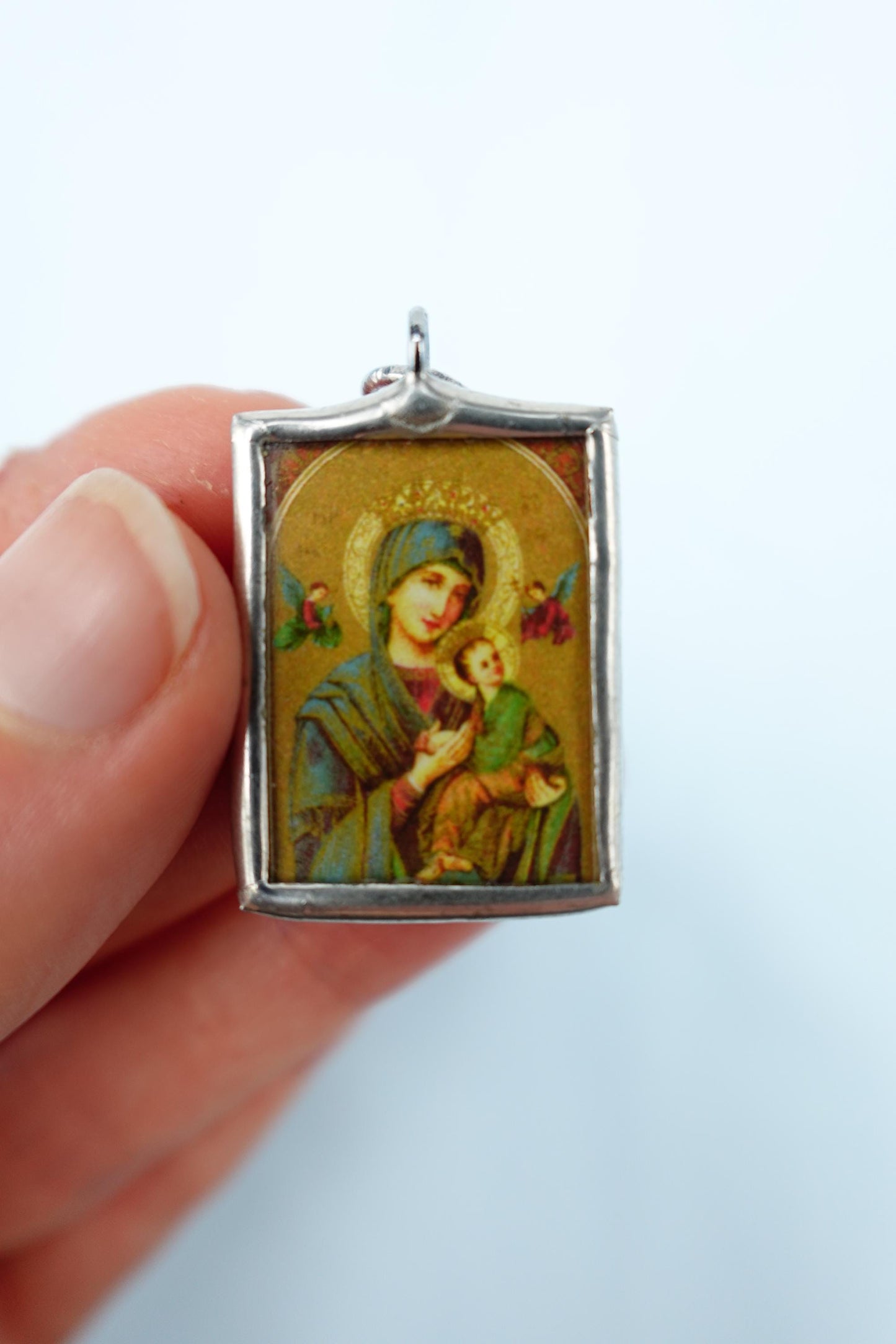 New! Our Lady of Perpetual Help Medal – Handmade Soldered Charm – Catholic Pendant