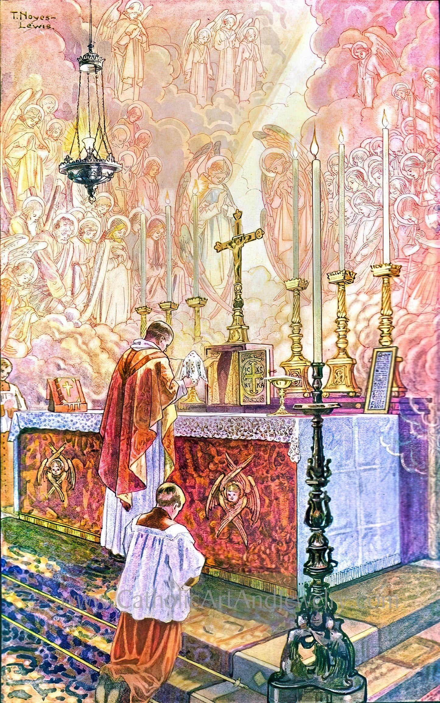 The Holy Mass –4 Sizes – by T. Noyes-Lewis – Catholic Art Print – Archival Quality