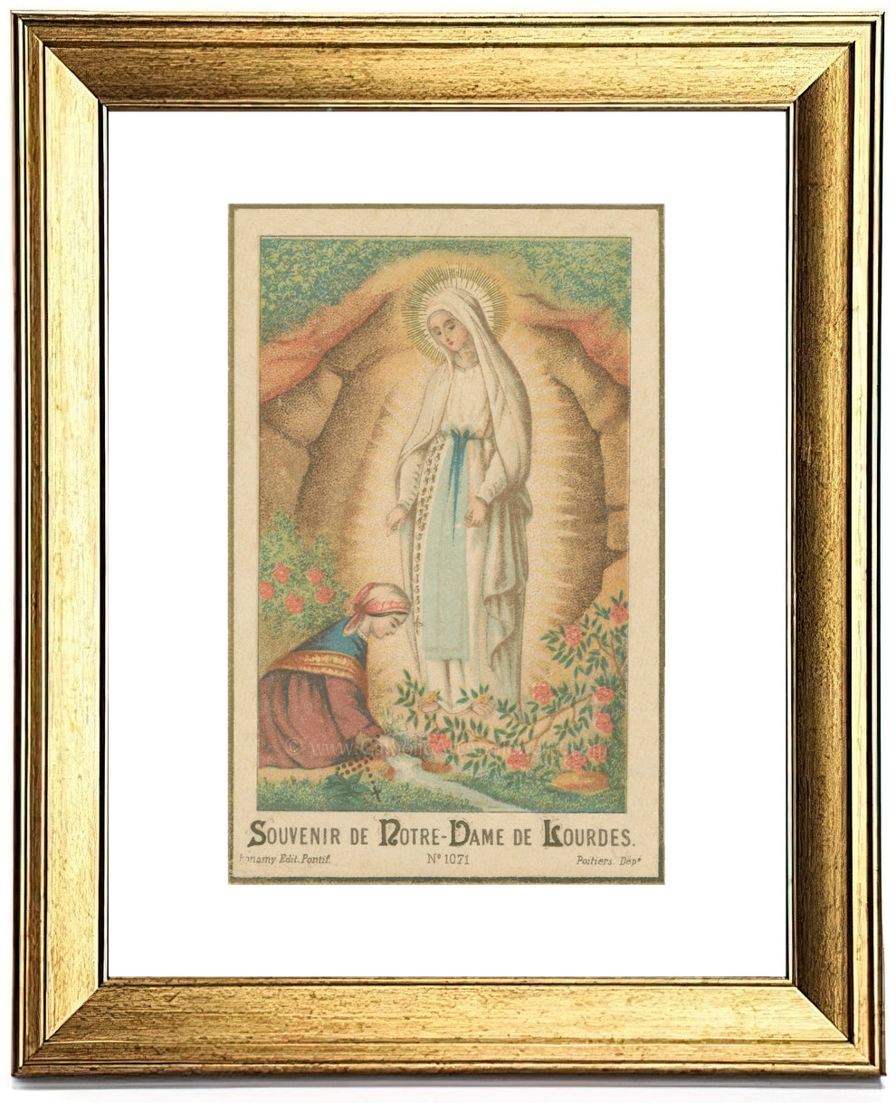 Our Lady of Lourdes – Based on Vintage Holy Card – Catholic Art ...