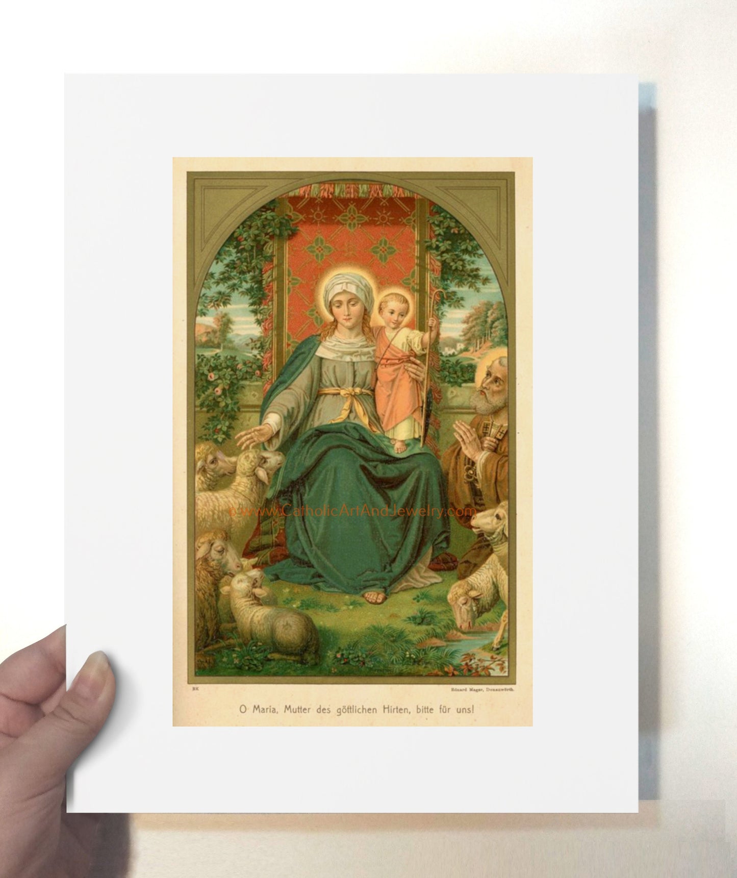 Mother of the Divine Shepherd – based on a Vintage Holy Card – Catholic Art Print – Archival Quality