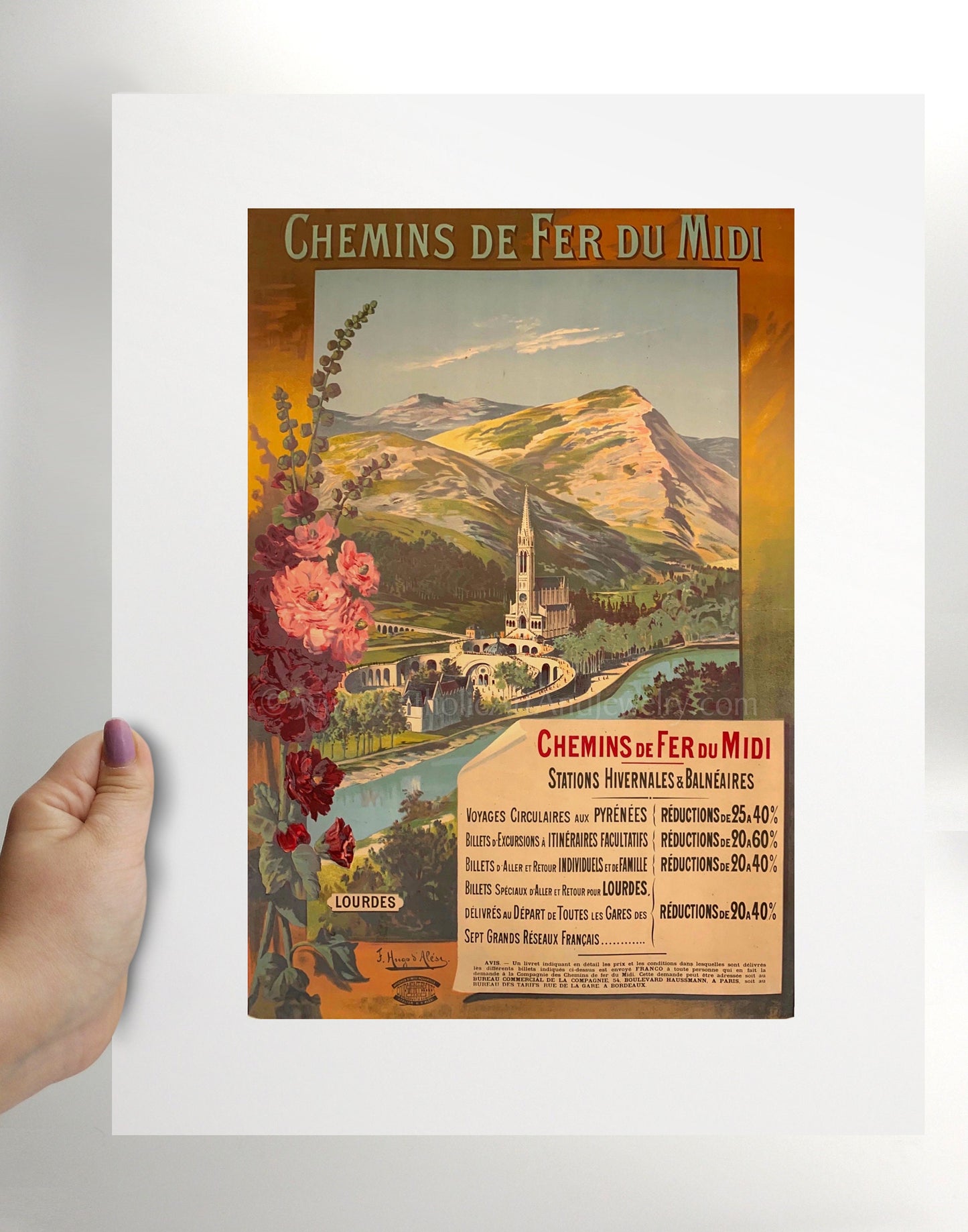 Lourdes Travel Poster – based on a Vintage French Travel Poster – Catholic Art Print