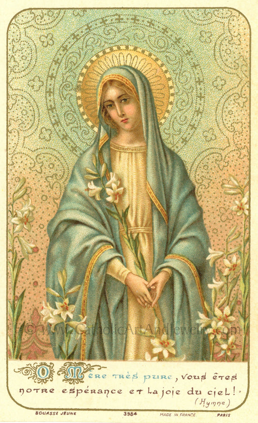 Our Lady of the Lilies – Based on a Vintage French Holy Card