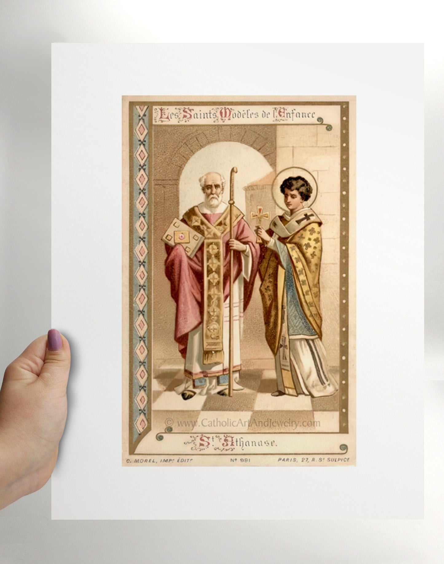 St. Athanasius – 3 sizes – Based on an Antique Holy Card – Catholic Art Print – Archival Quality