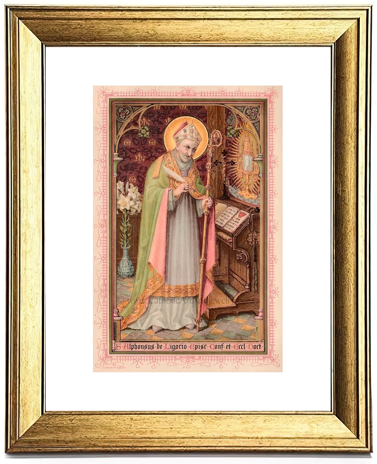 St. Alphonsus Liguori – 3 sizes – Based on an Antique Holy Card – Catholic Art Print – Archival Quality