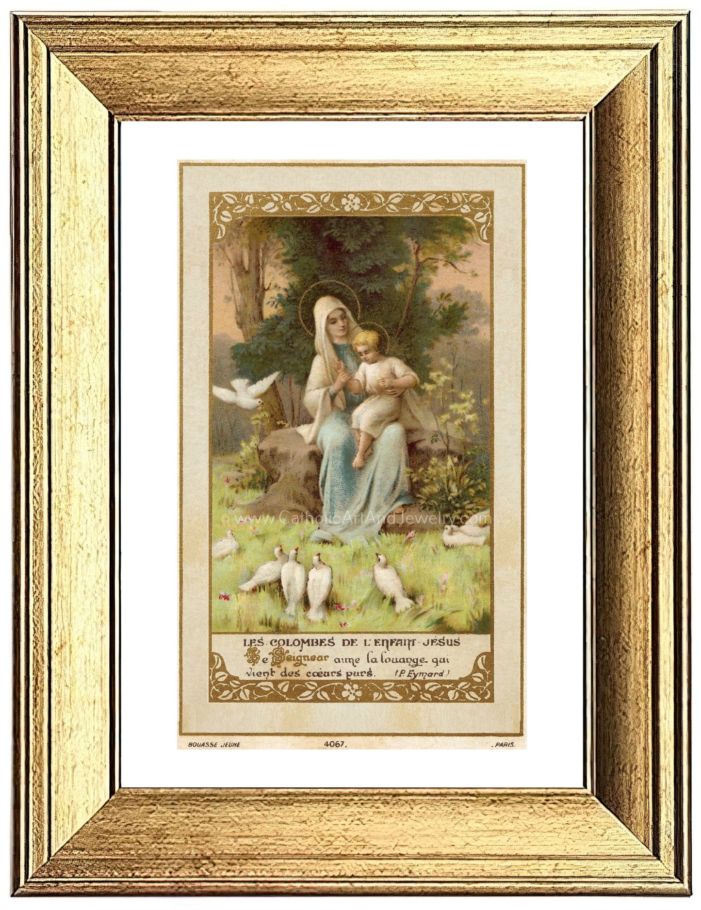Doves of the Infant Jesus – based on a Vintage French Holy Card – Catholic Art Print – Unique Catholic Gift