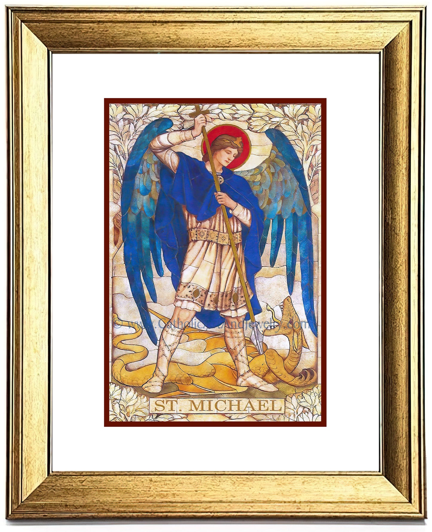 Archangel Michael – based on a Vintage Stained Glass Window – Art Nouveau – Catholic Art Print – Archival – Catholic Gift – Angel