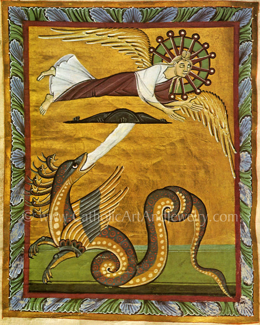 Hildegard of Bingen –"Angel and Dragon" – Catholic Art Print – Mystic Visions – Archival Quality – Catholic Gift – Medieval –Angel