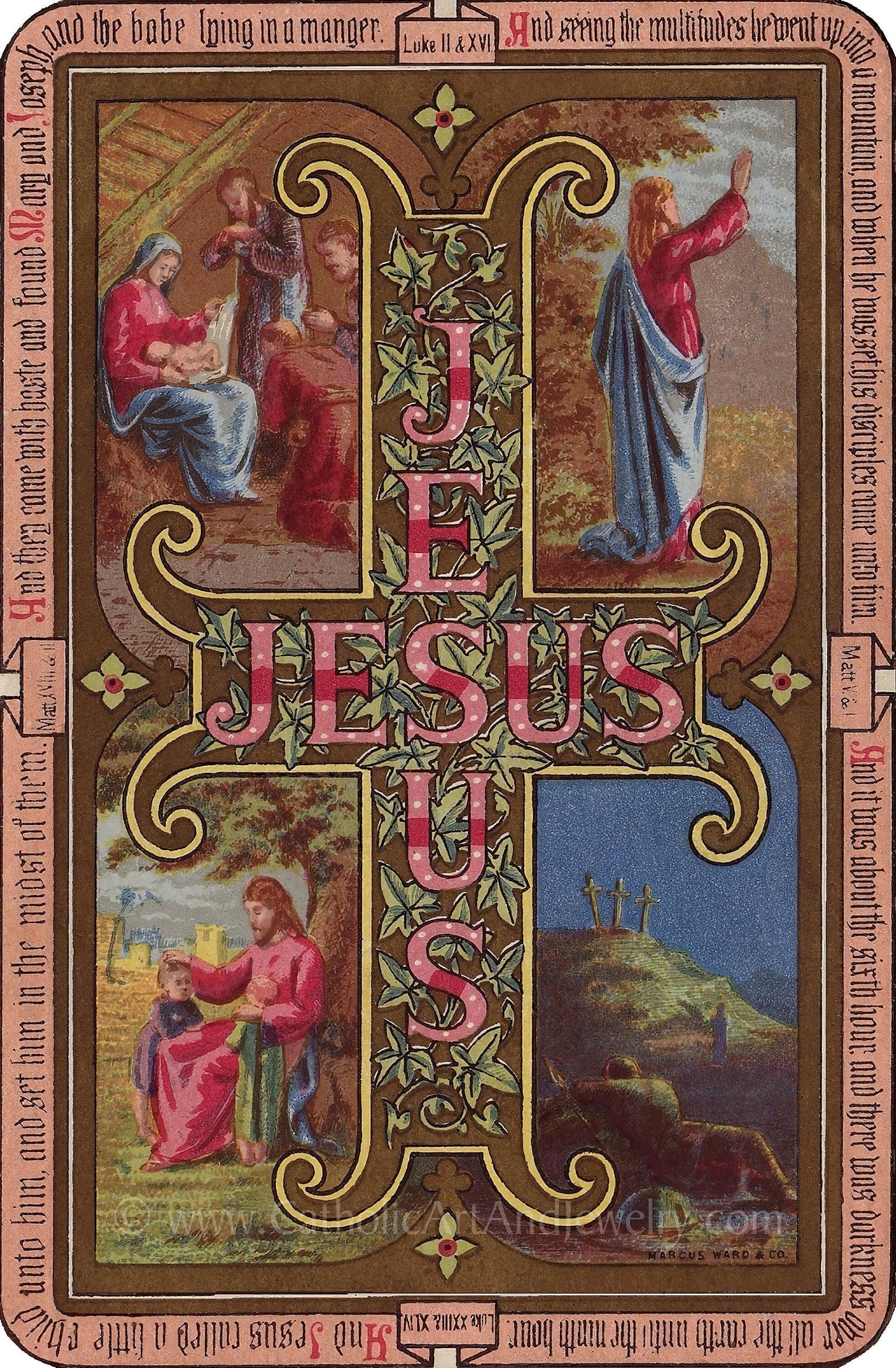 The Holy Name –4 Sizes – based on a Vintage Holy Card – Catholic Art Print – Archival Quality