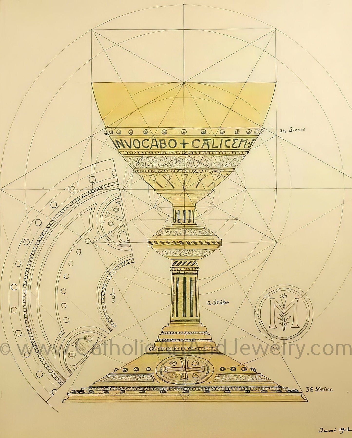 Eucharistic Chalice – from a Benedictine Abbey's design – Catholic Art Print – Catholic Gift – Gift for Priest – Archival Quality