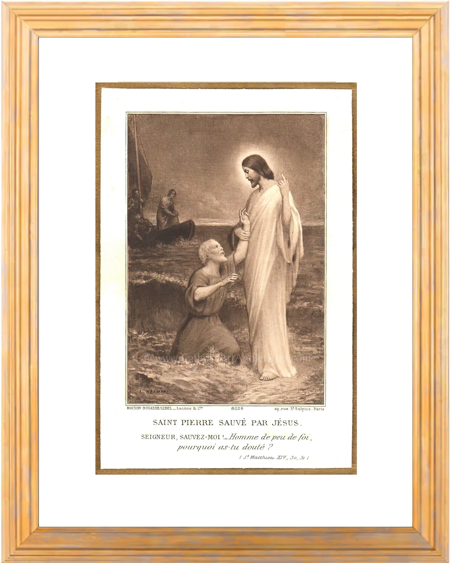 Lord, Save Me! – Jesus Saves Peter from the Waves – 3 Sizes – Based on a Vintage French Holy Card – Catholic Gift