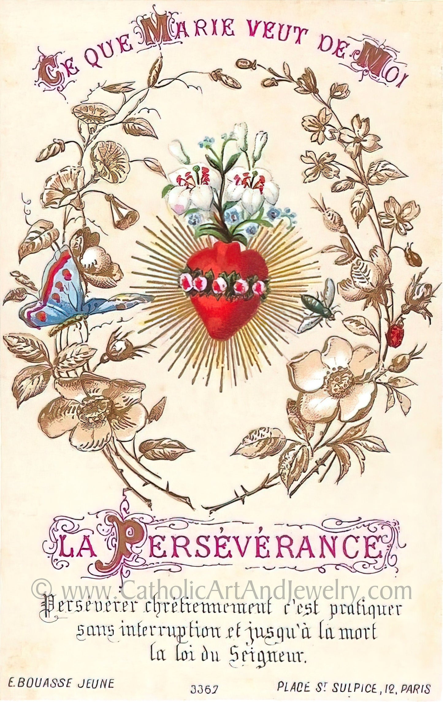 Perseverance – Based on a Vintage French Holy Card – Catholic Art