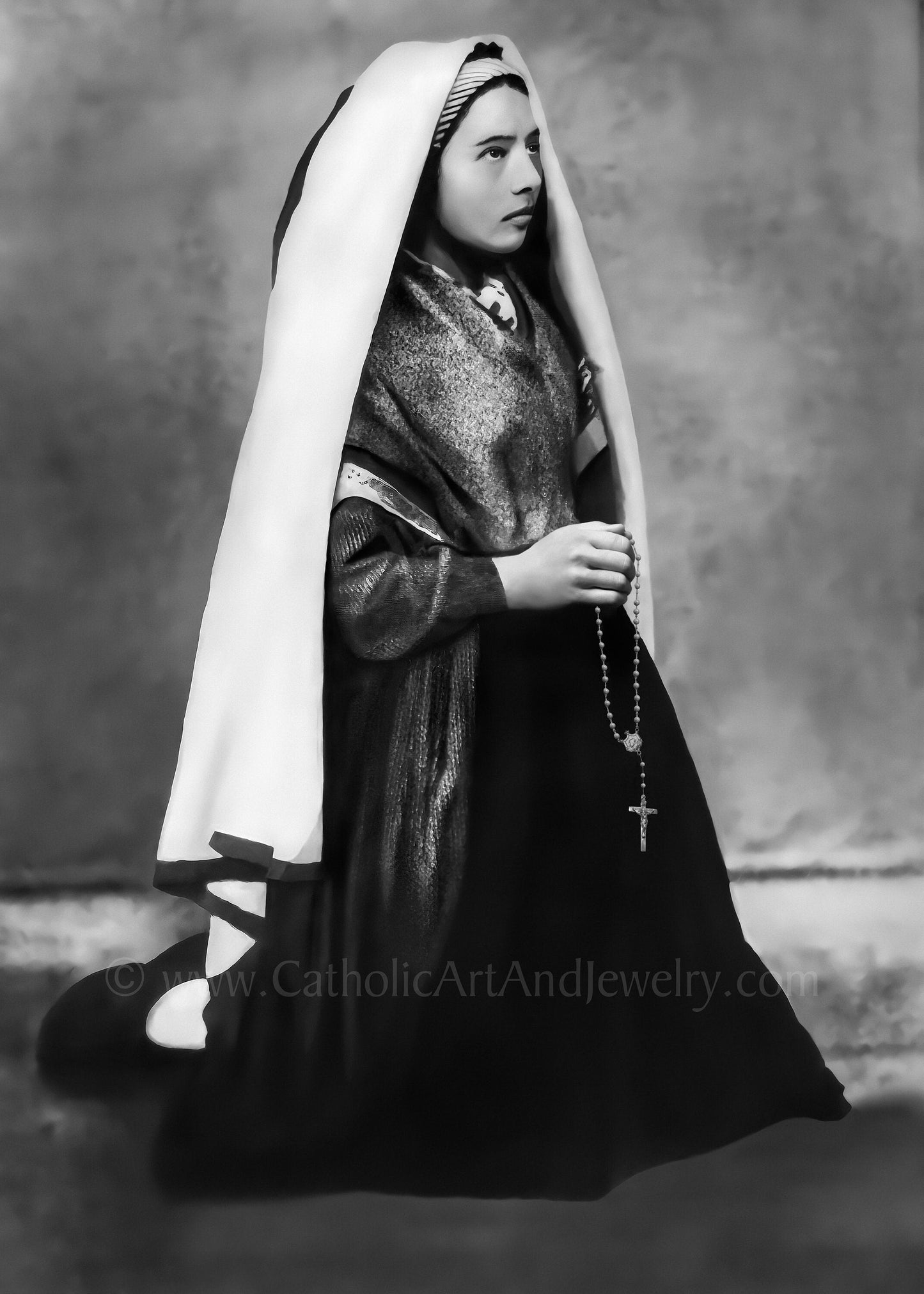 St. Bernadette with Rosary 1861 – Exclusive Photo Restoration – 4 Sizes – Catholic Art – Catholic Gift