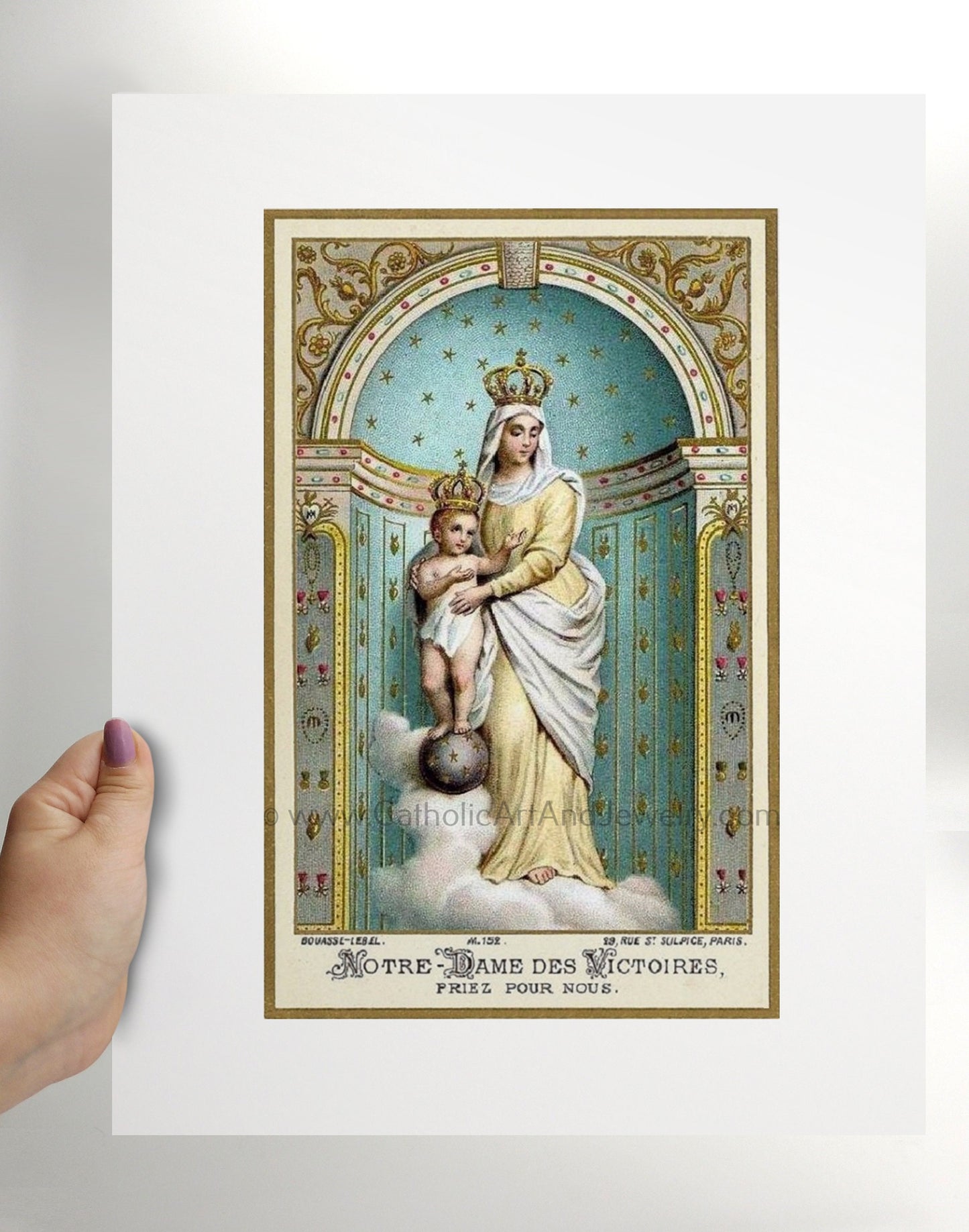 Our Lady of Victory – based on a Vintage French Holy Card – Catholic Art Print – Unique Catholic Gift