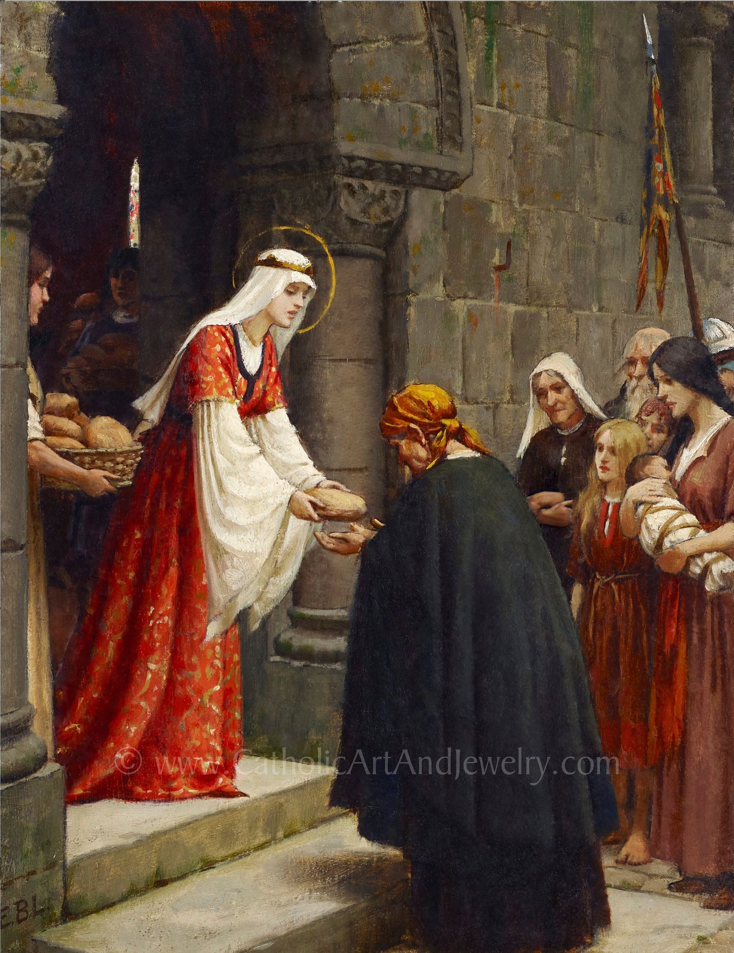 St. Elizabeth of Hungary by Edmund Blair Leighton – 4 sizes – Catholic Gift – Confirmation Gift