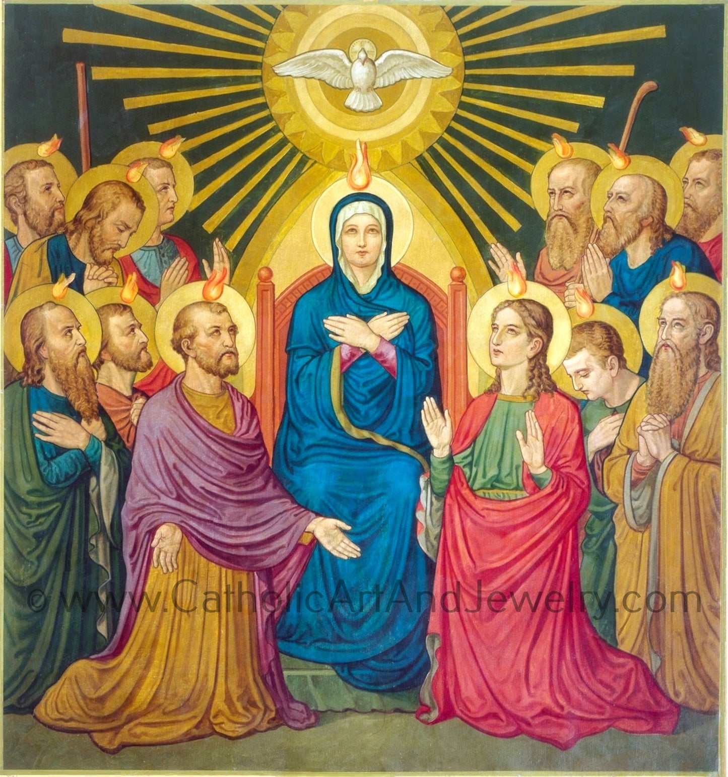 The Descent of the Holy Spirit – Pentecost – Benedictine Monastery – Catholic Art Print – Archival Quality