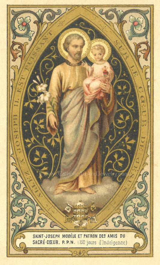 St. Joseph of the Sacred Heart – 3 sizes – based on a Vintage French Holy Card – Catholic Art Print