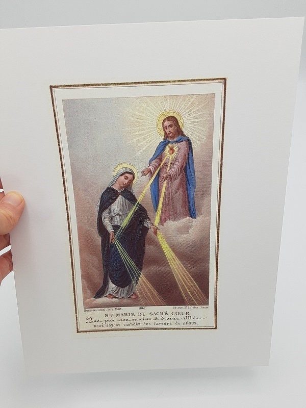 Mediatrix of Grace – St. Mary of the Sacred Heart – based on a Vintage Holy Card – Catholic Art Print – Archival Quality