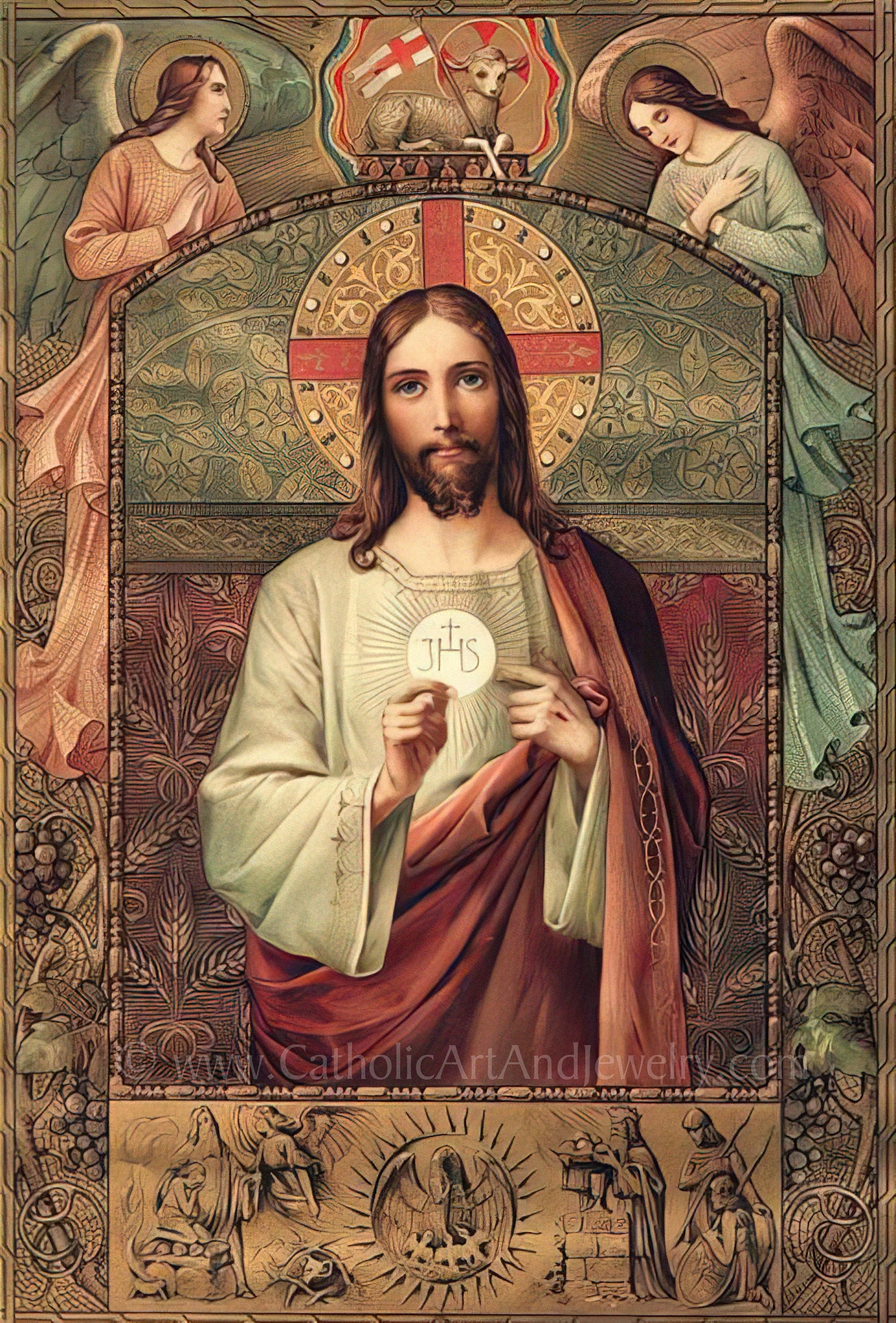 Jesus Holding the Eucharist / First Communion Gift / Vintage Catholic Art Print – Archival Quality