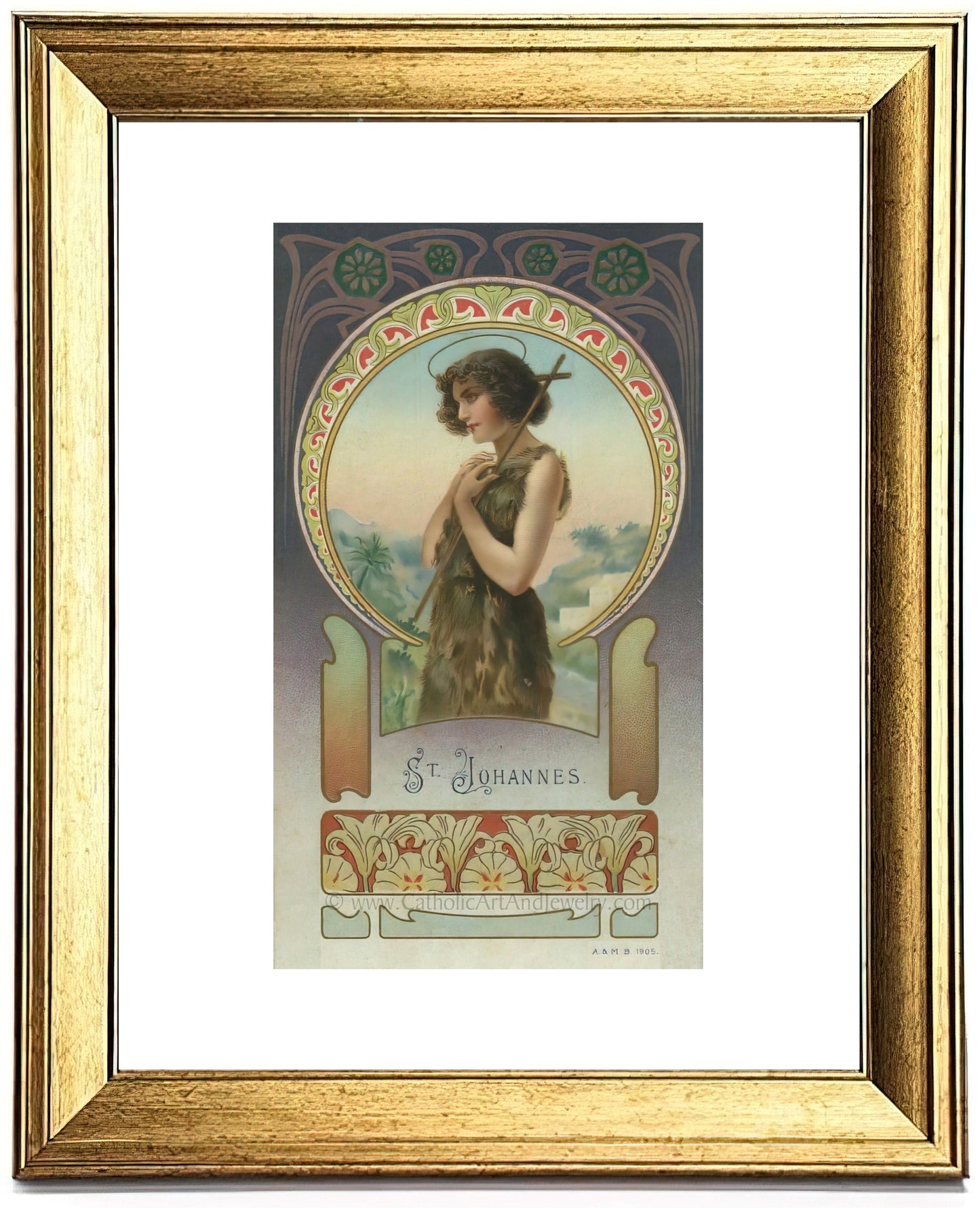 St. John the Baptist – Art Nouveau – 3 Sizes – based on a Vintage French Holy Card – Catholic Art Print