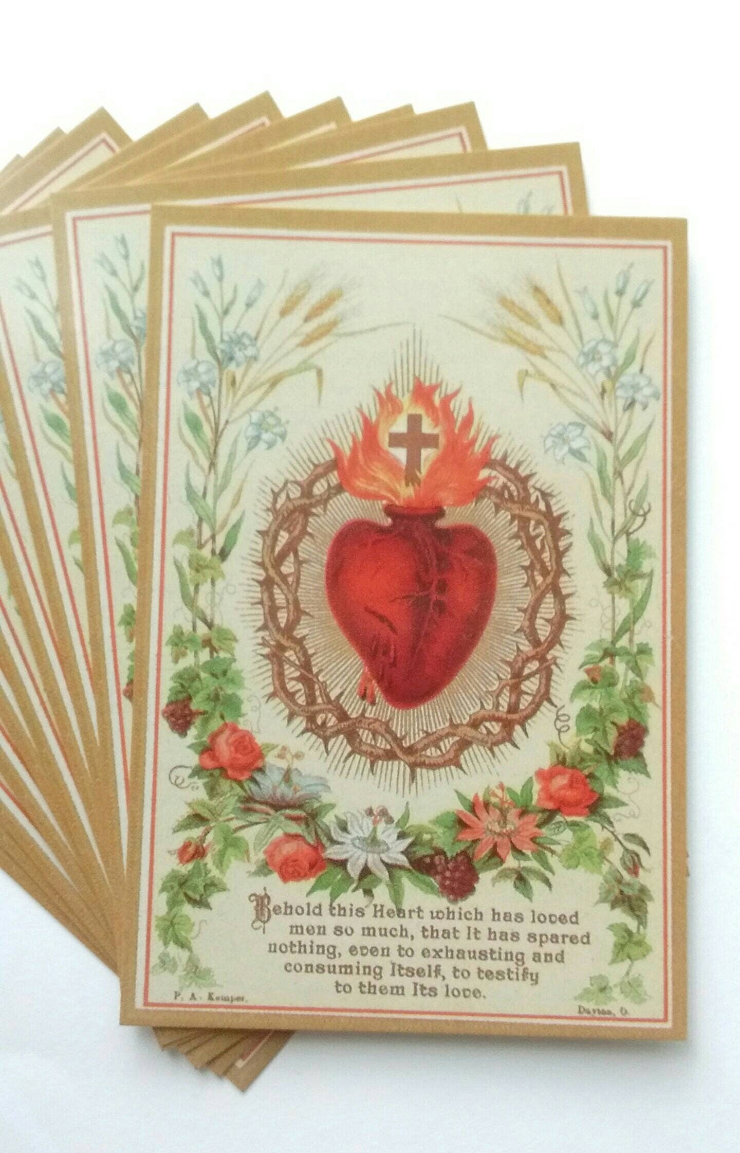 Sacred Heart of Jesus Postcard / 4x6 Holy Card – pack of 3, 10, or 100 – based on a Vintage Holy Card – Victorian Catholic Art