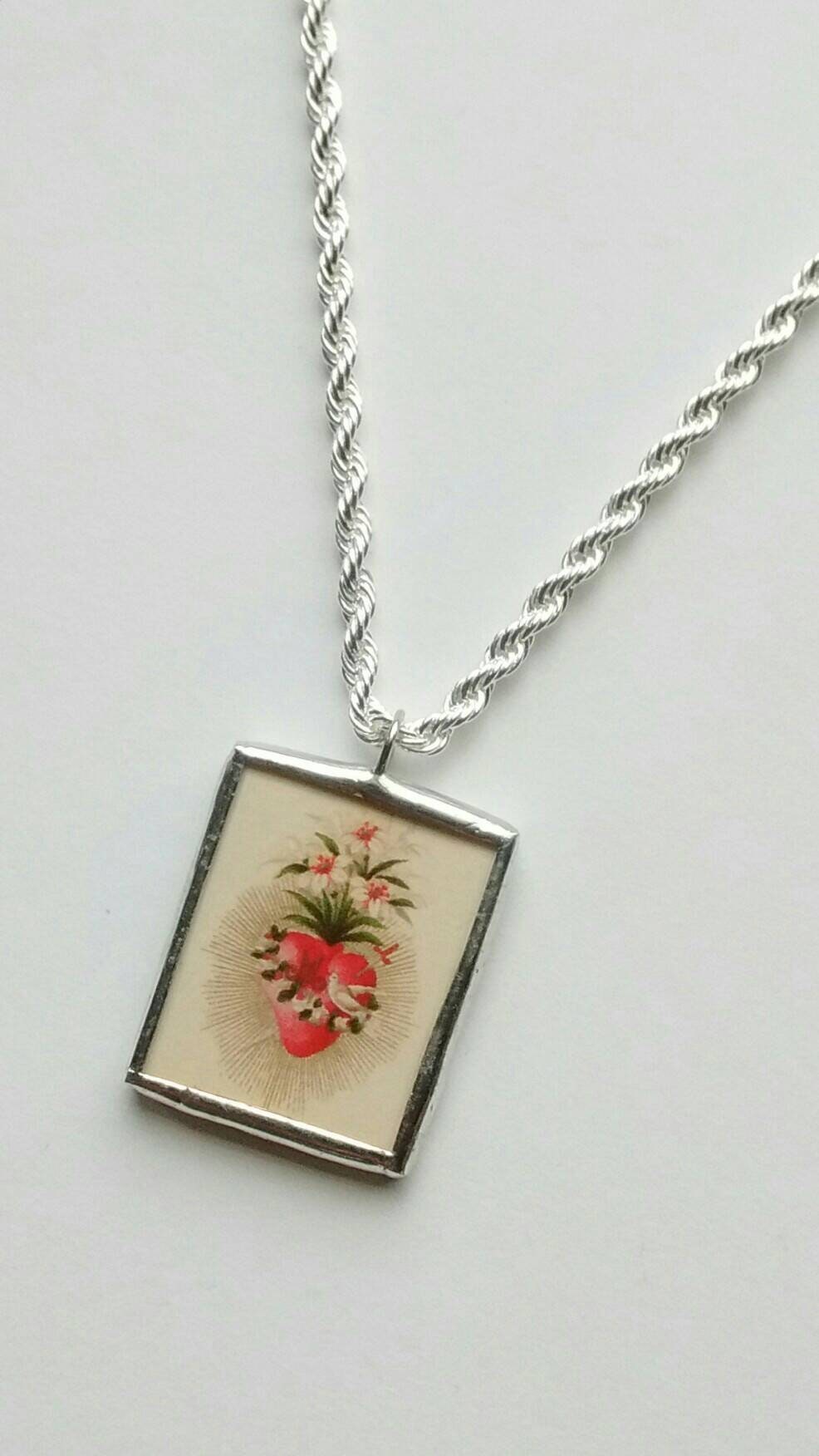 Immaculate Heart of Mary Vintage Image Pendant