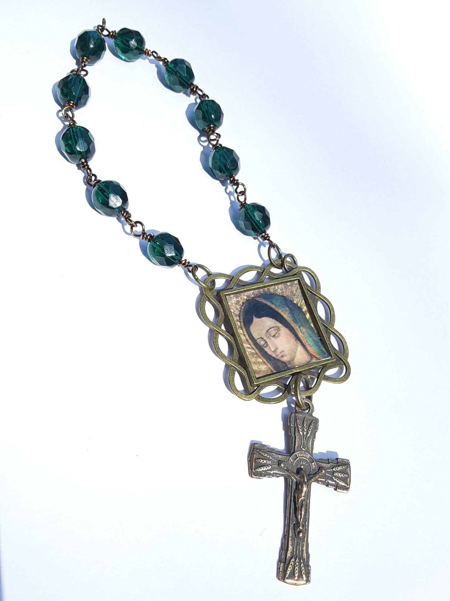 Our Lady of Guadalupe Dark Green Single Decade Rosary